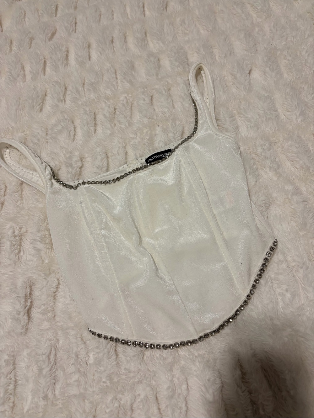 Pretty little thing cream diamante trim top - Picture 2 of 9